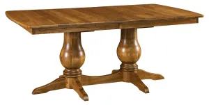 Amish Solid Hardwood Auburn Double Pedestal Dining Room Table