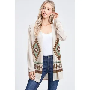 Aztec knit long sleeve cardigan
