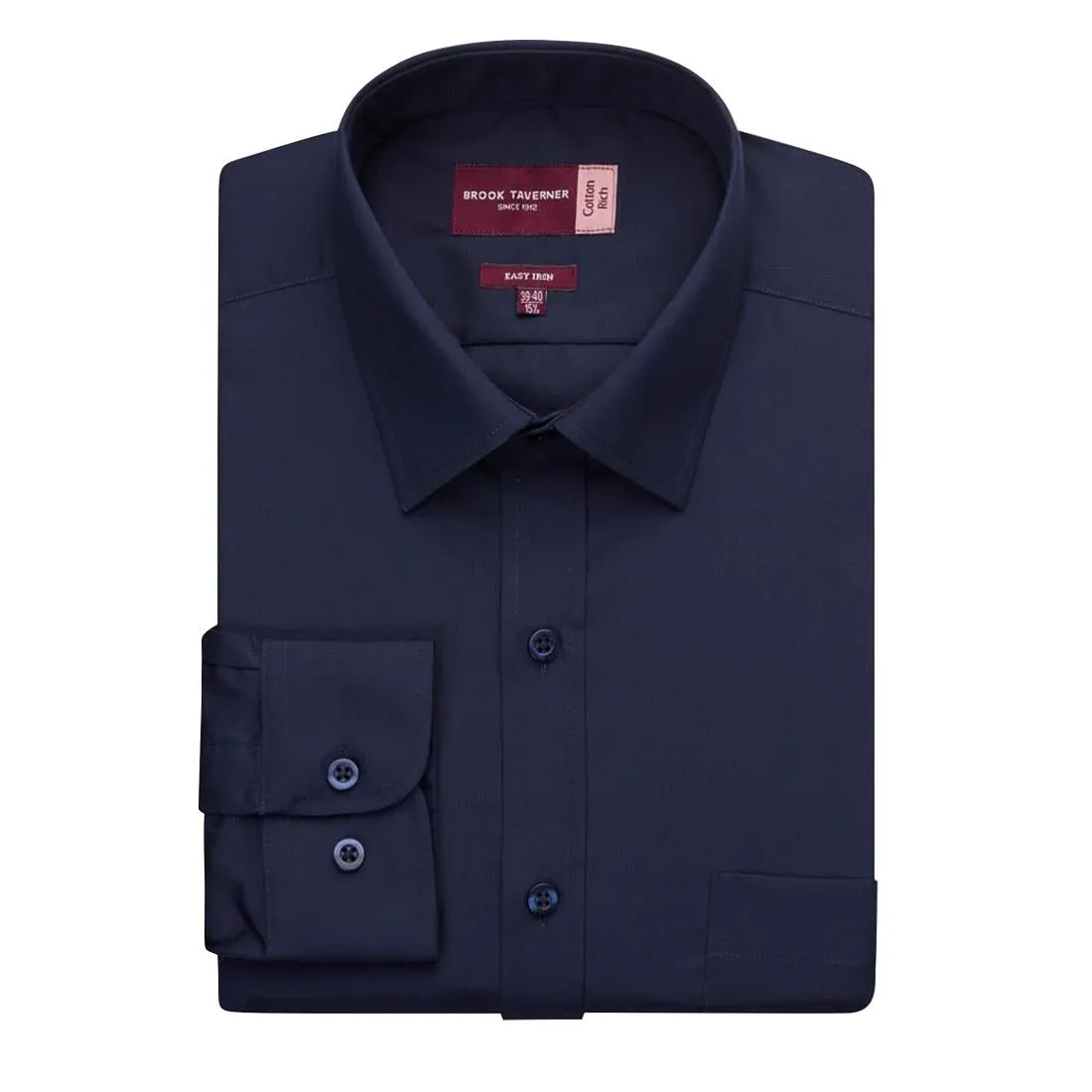 BA148-15 Brook Taverner Mens Long Sleeve Rapino Shirt Navy 15 1/2"