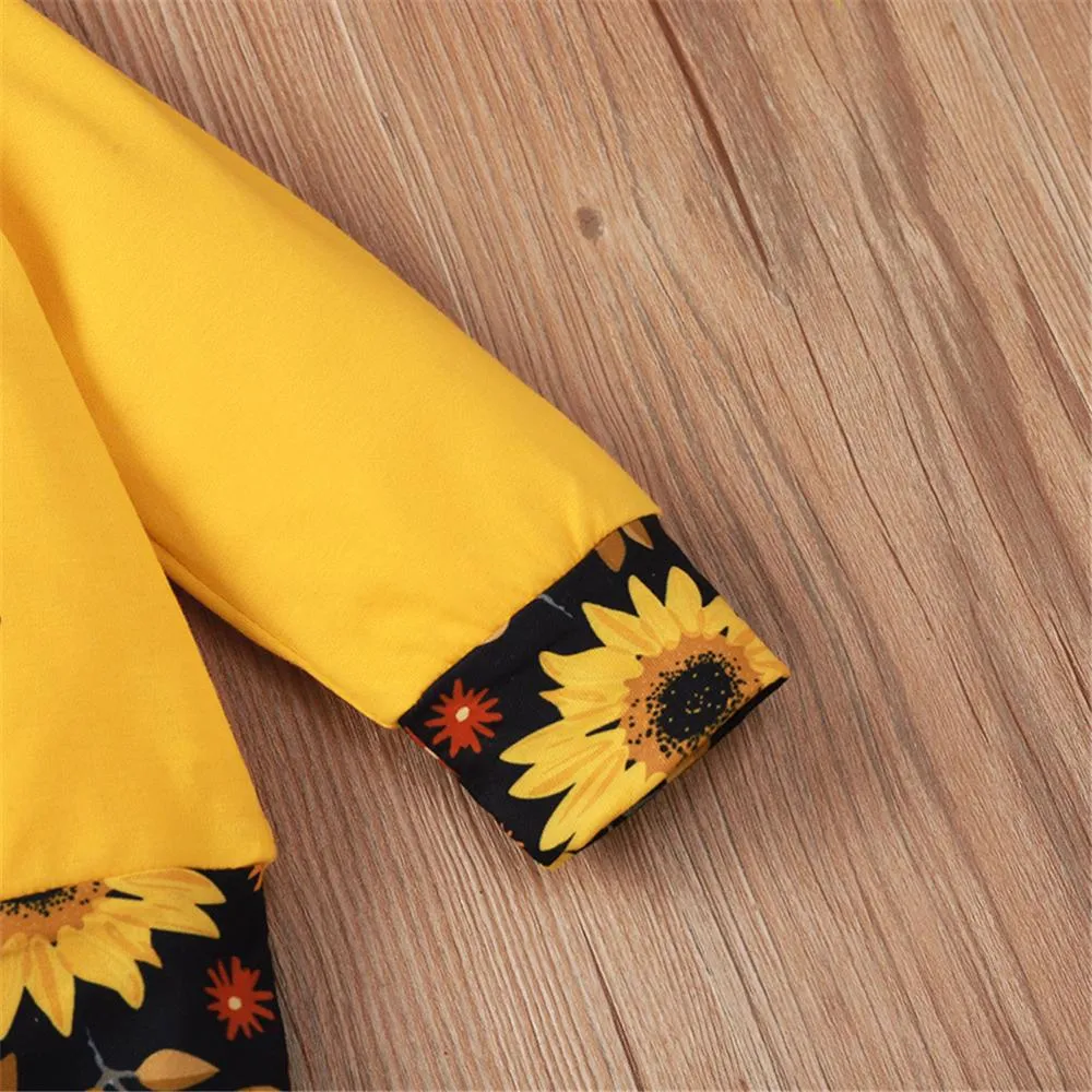 Baby Sunshine Sunflower Printed Long-Sleeve Top & Pants Baby Fashion Wholesale