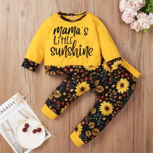 Baby Sunshine Sunflower Printed Long-Sleeve Top & Pants Baby Fashion Wholesale
