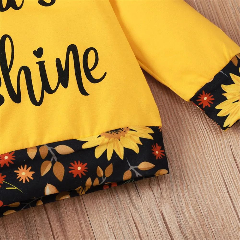 Baby Sunshine Sunflower Printed Long-Sleeve Top & Pants Baby Fashion Wholesale