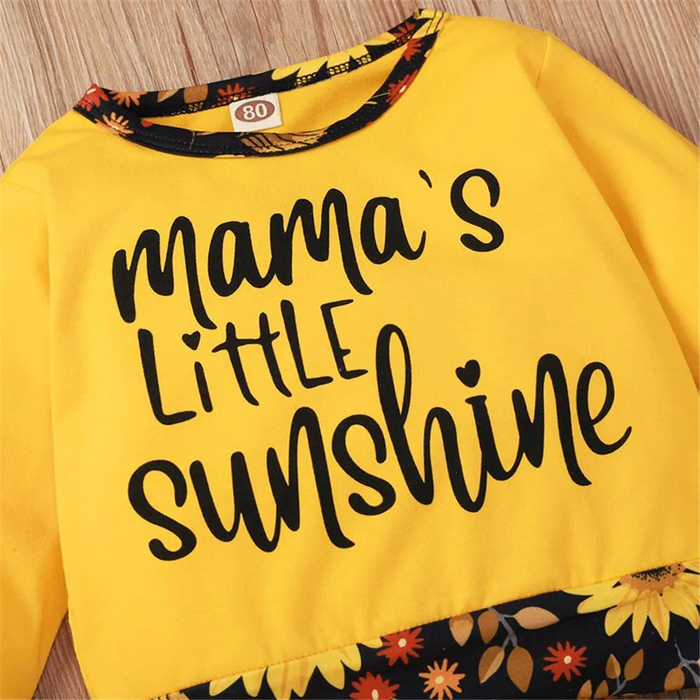 Baby Sunshine Sunflower Printed Long-Sleeve Top & Pants Baby Fashion Wholesale