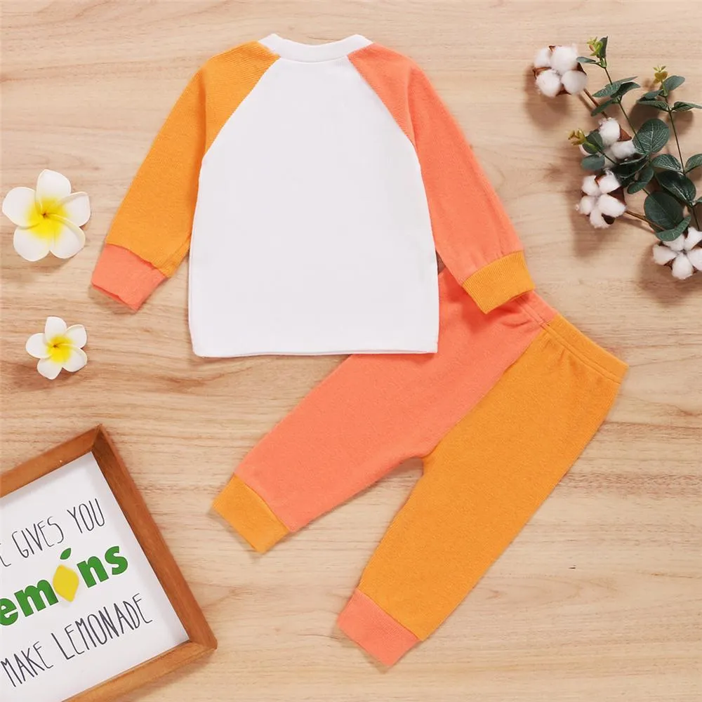Baby Unisex Color Block Long Sleeve Crew Neck Top & Pants Baby Wholesale Suppliers