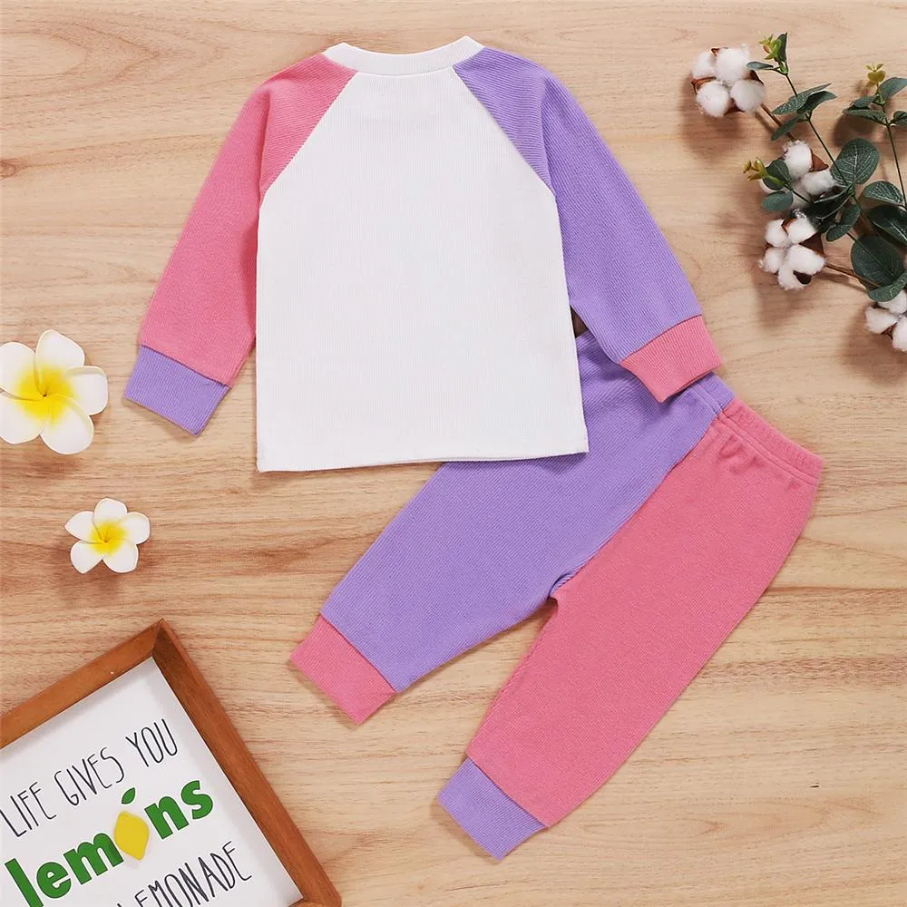 Baby Unisex Color Block Long Sleeve Crew Neck Top & Pants Baby Wholesale Suppliers