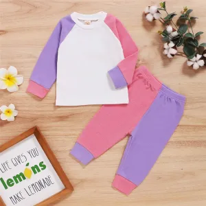 Baby Unisex Color Block Long Sleeve Crew Neck Top & Pants Baby Wholesale Suppliers