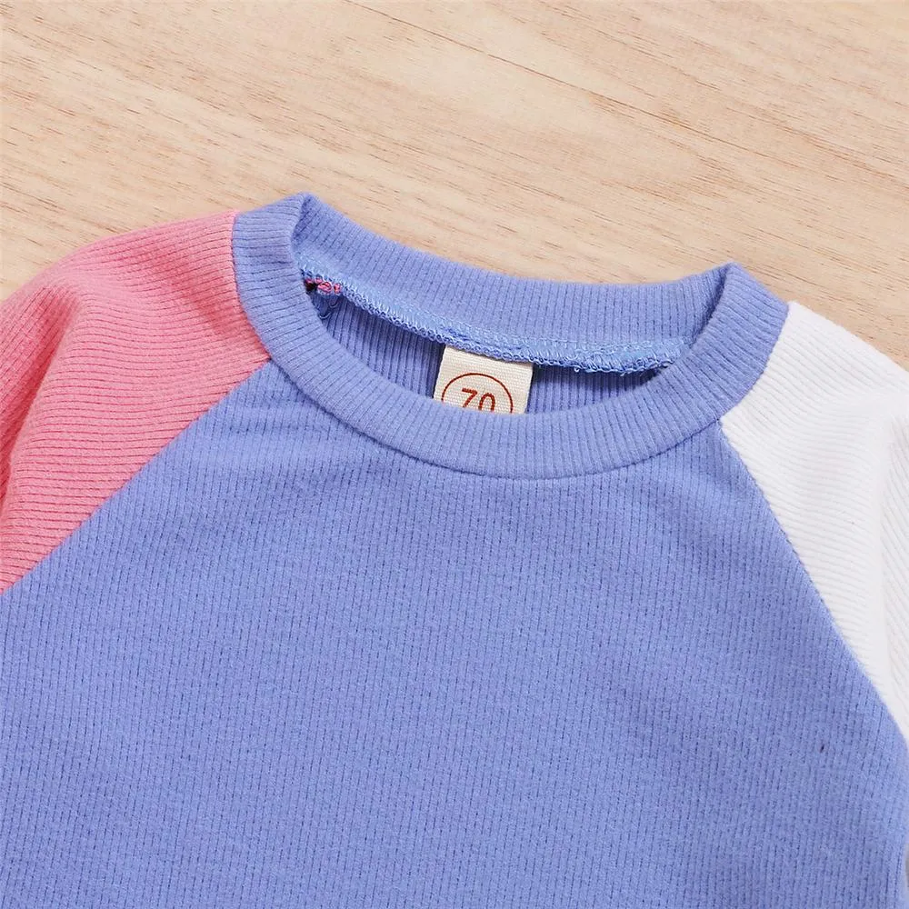 Baby Unisex Color Block Long Sleeve Crew Neck Top & Pants Baby Wholesale Suppliers