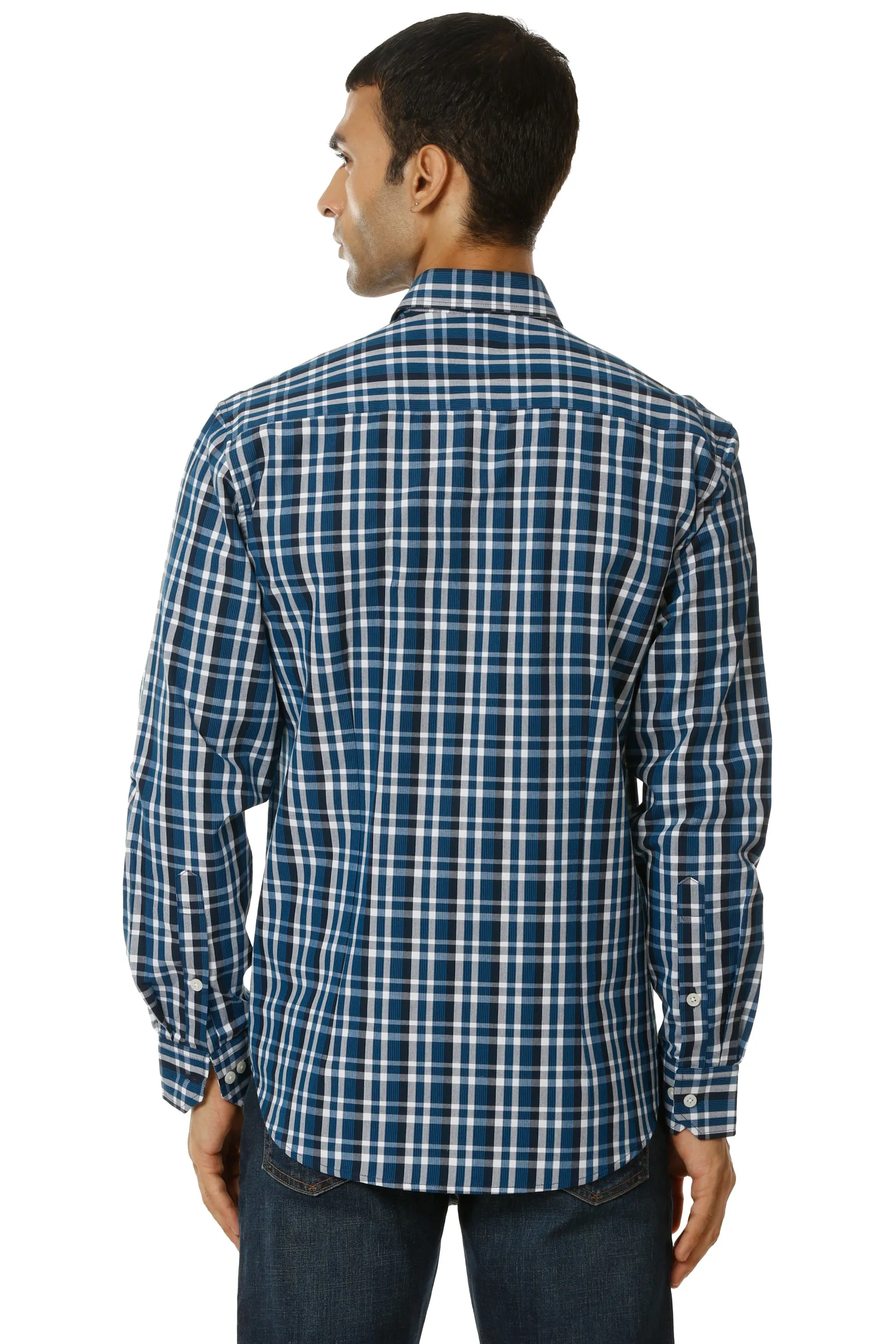 Blue Checkered Cotton Casual Shirt