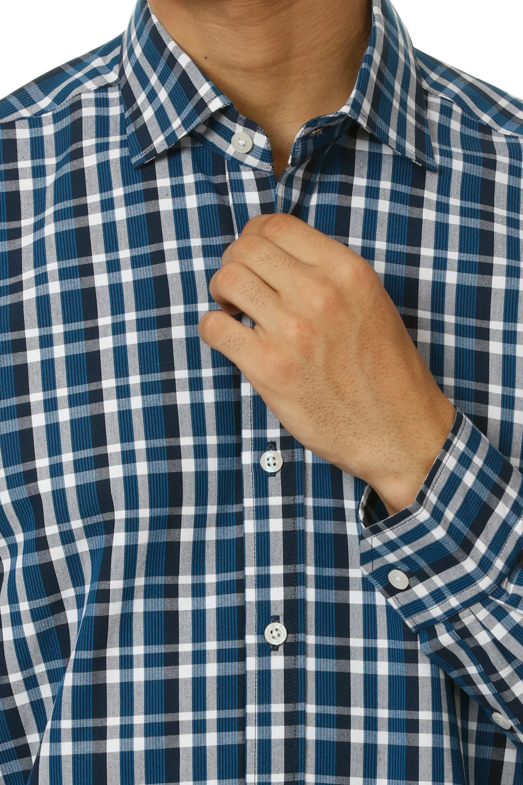 Blue Checkered Cotton Casual Shirt