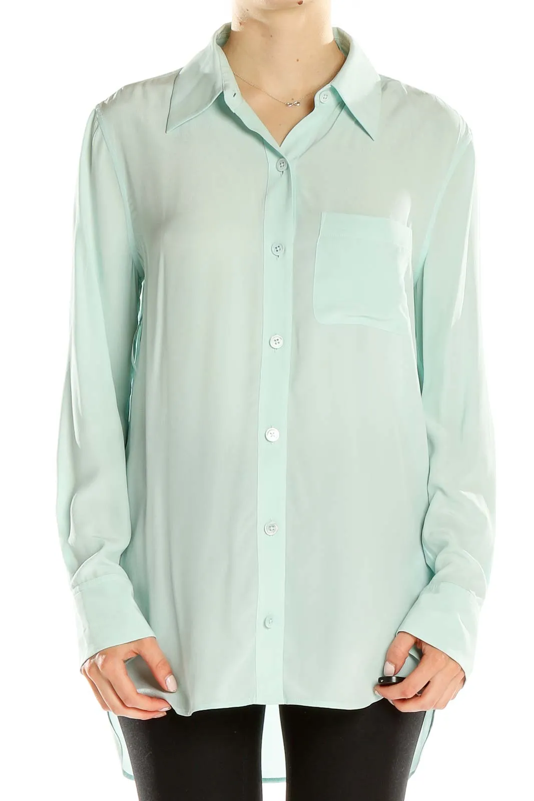 Blue Formal Silk Top