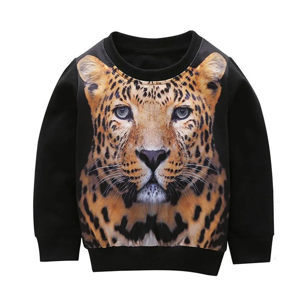 Boys 3D Tiger Printed Long Sleeve Top & Pants Kid Wholesale Clothing