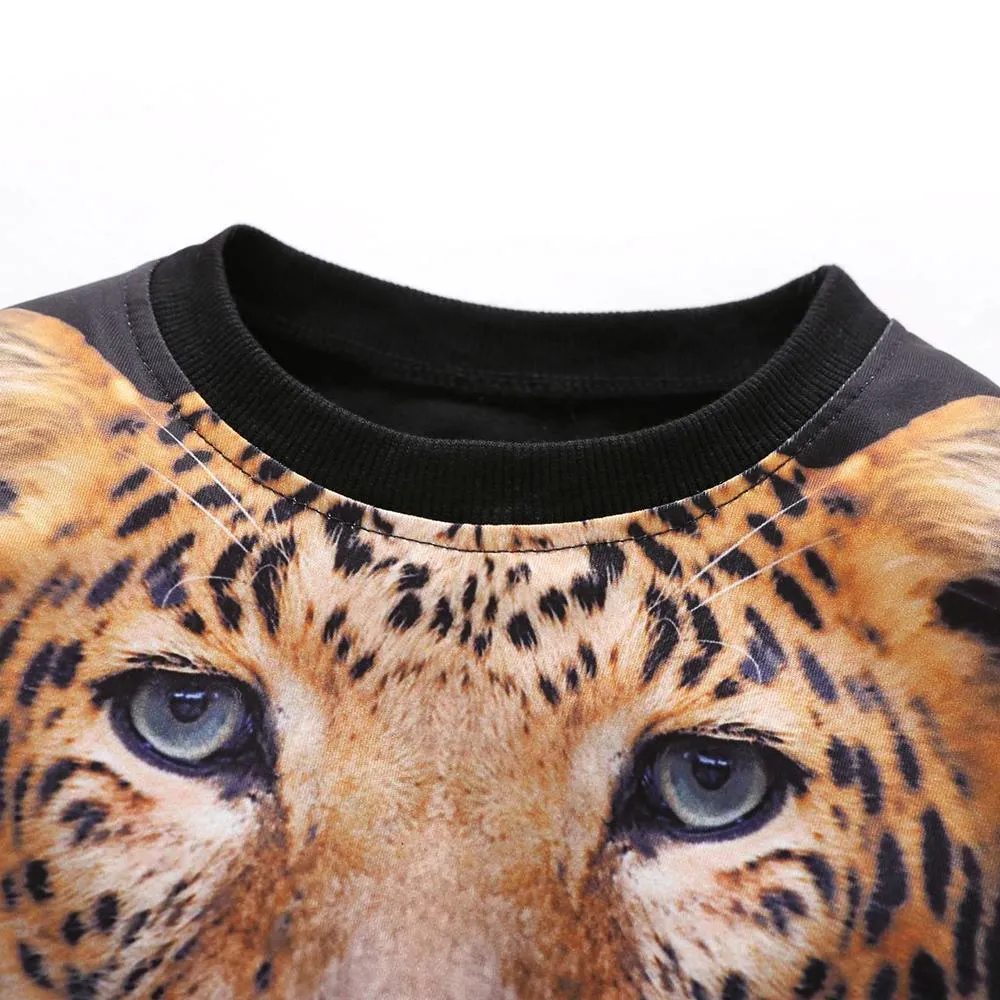 Boys 3D Tiger Printed Long Sleeve Top & Pants Kid Wholesale Clothing