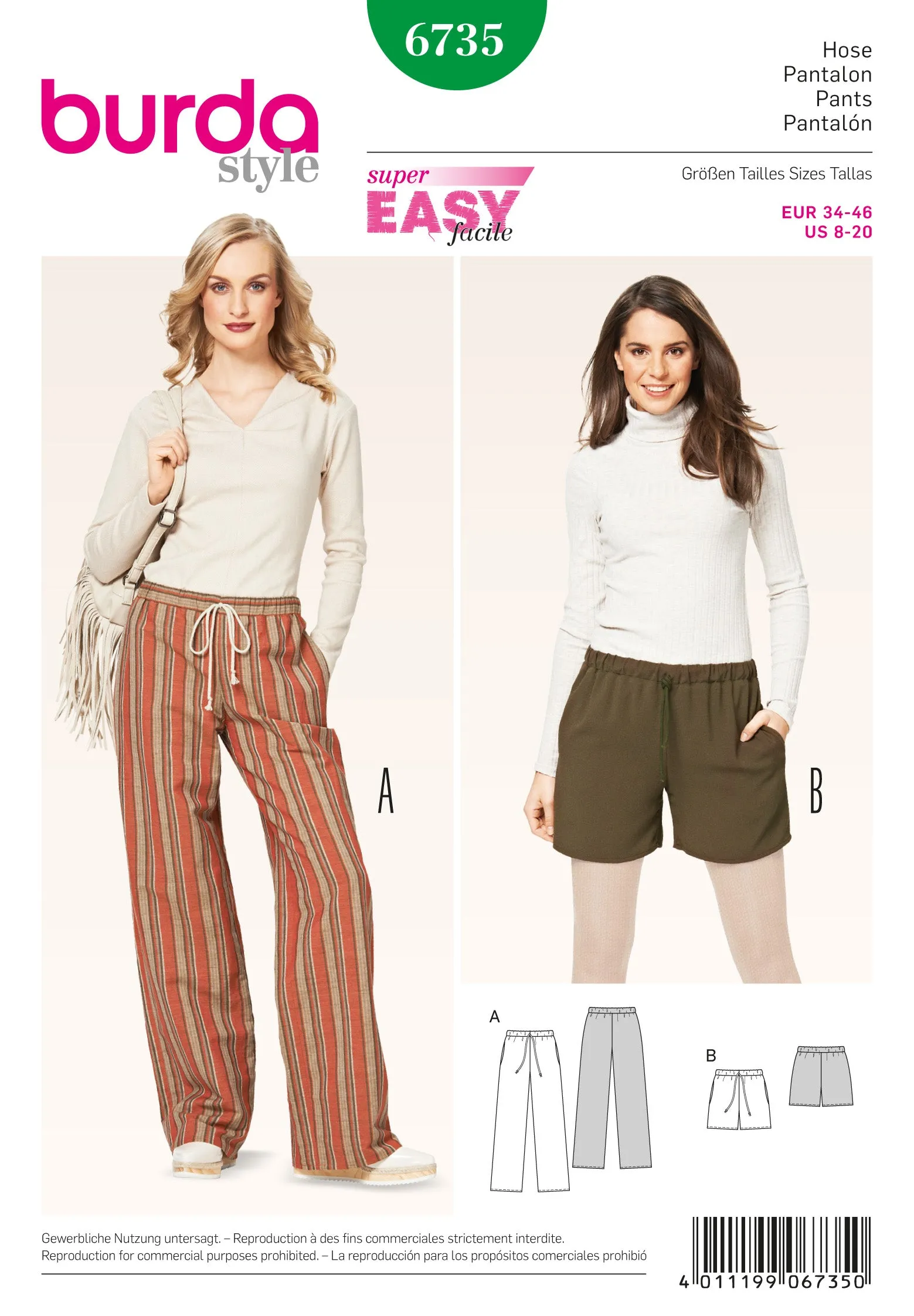 Burda Pattern 6735- Misses' Pants