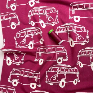 Camper Vans in Plum Peach Soft Cotton Sweat-shirting Fabric