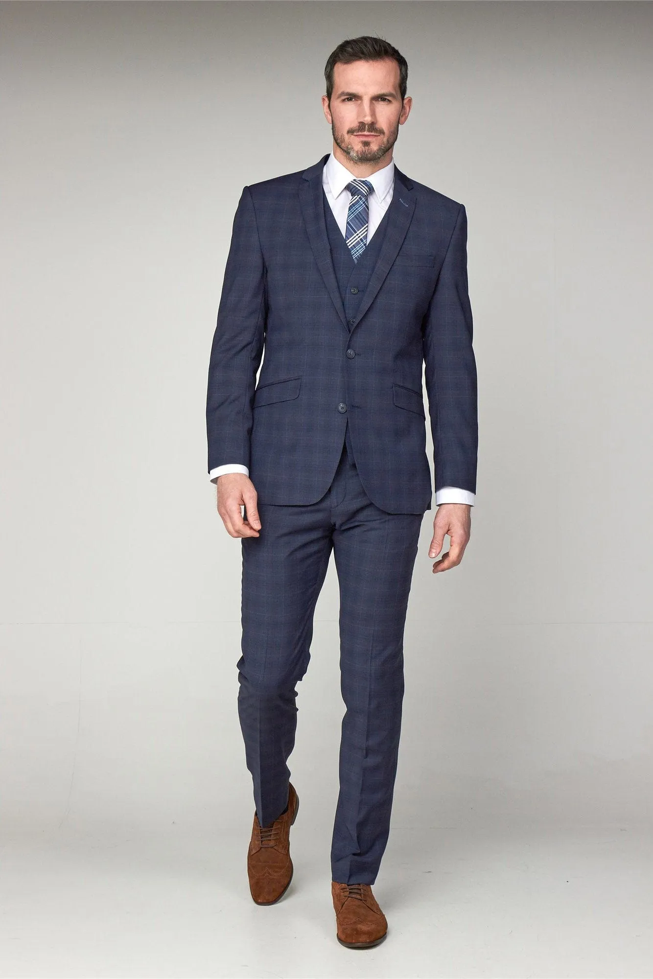 Check Contemporary Fit Suit Jacket - Airforce