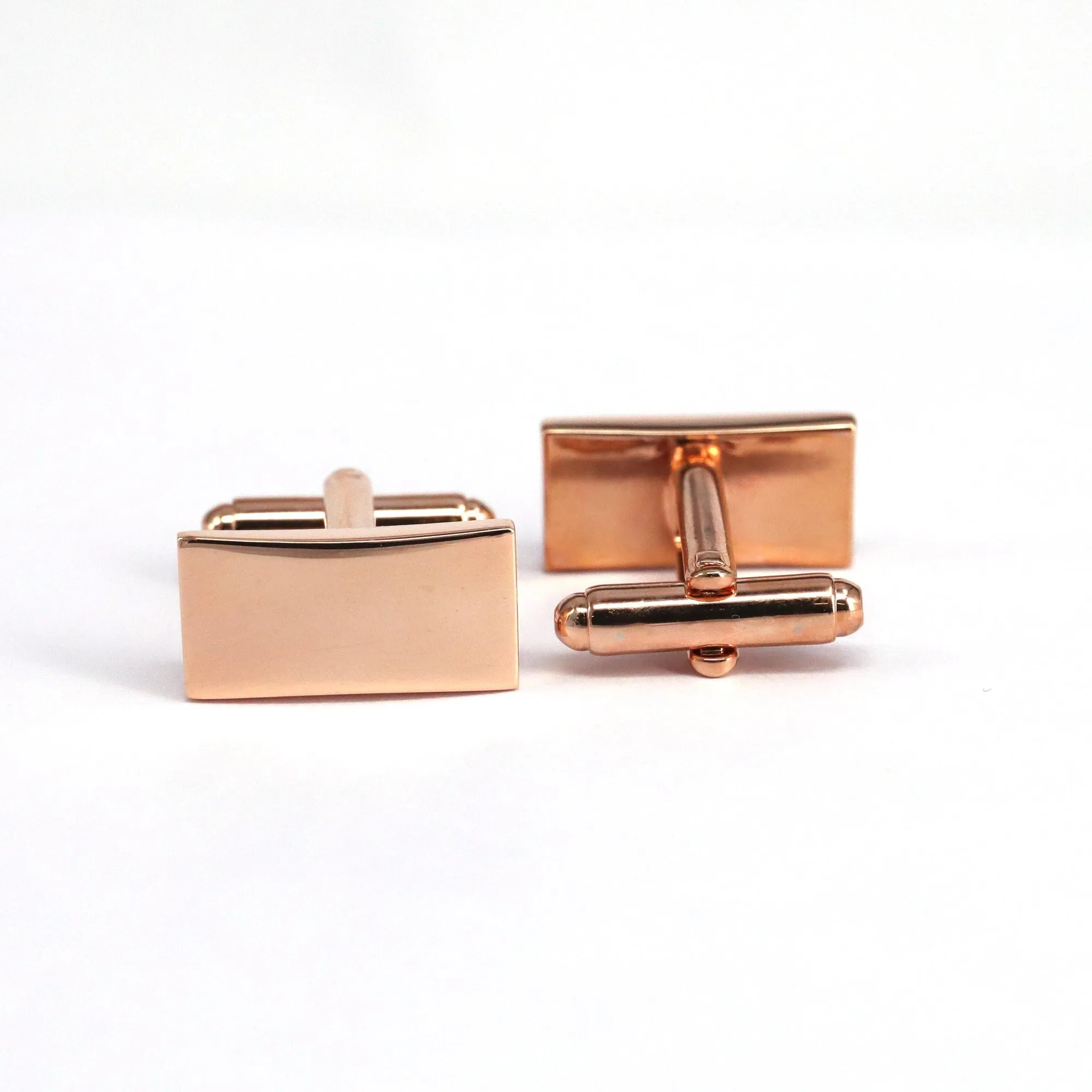 Classic Rose Gold Plain Rectangle Cufflinks (Online Exclusive)