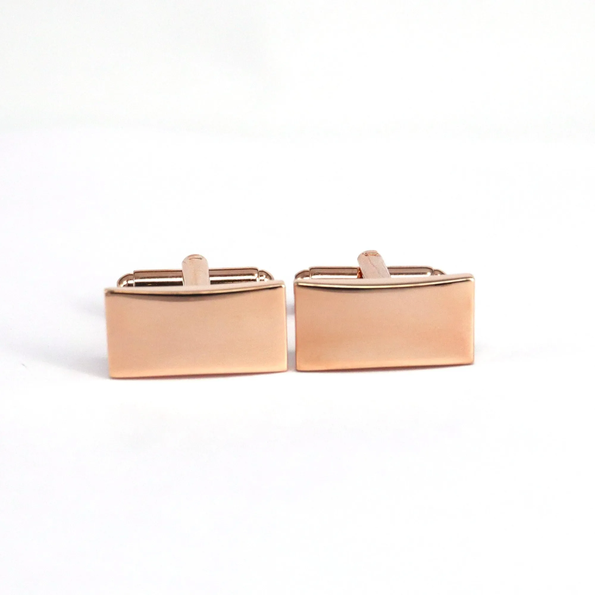 Classic Rose Gold Plain Rectangle Cufflinks (Online Exclusive)