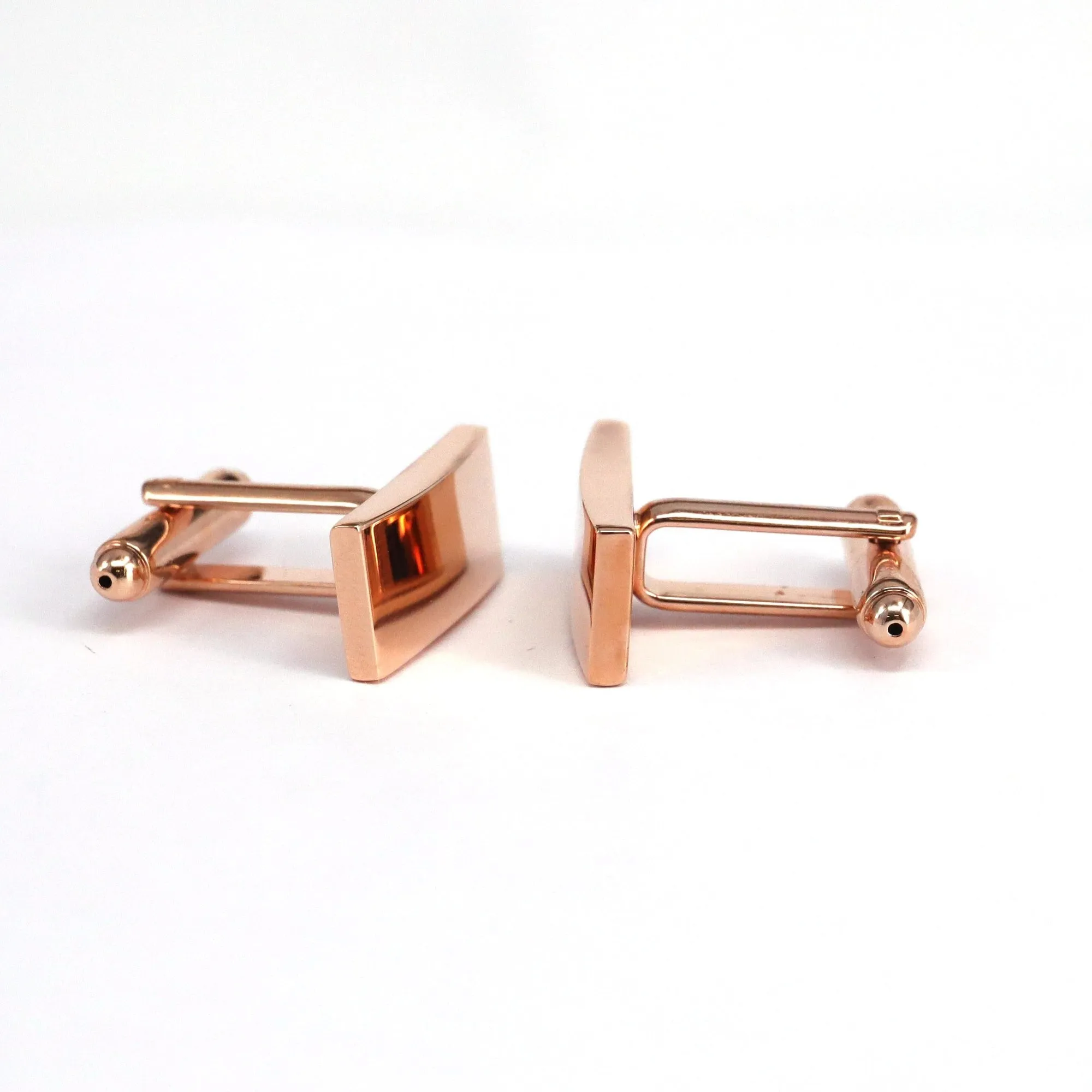 Classic Rose Gold Plain Rectangle Cufflinks (Online Exclusive)