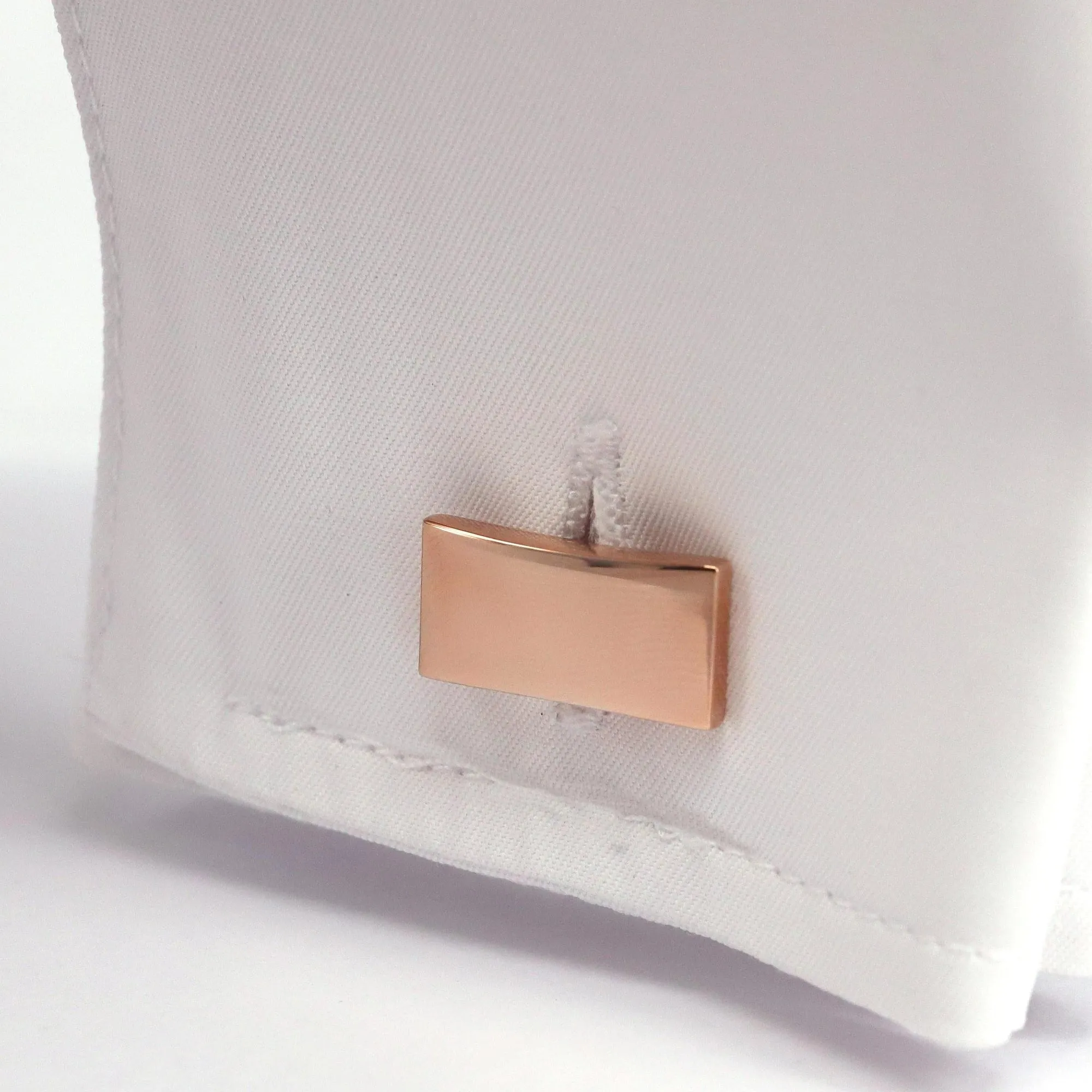 Classic Rose Gold Plain Rectangle Cufflinks (Online Exclusive)