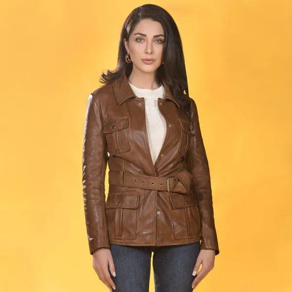 Cognac Vintage Leather Jacket - Brown | Kaptan