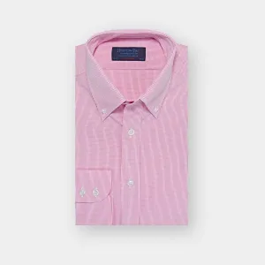 Contemporary Fit, Button Down Collar, 2 Button Cuff Shirt in Pink Neat Check