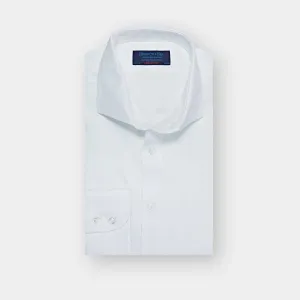 Contemporary Fit, Cutaway Collar, 2 Button Cuff Shirt in a White Herringbone Cotton