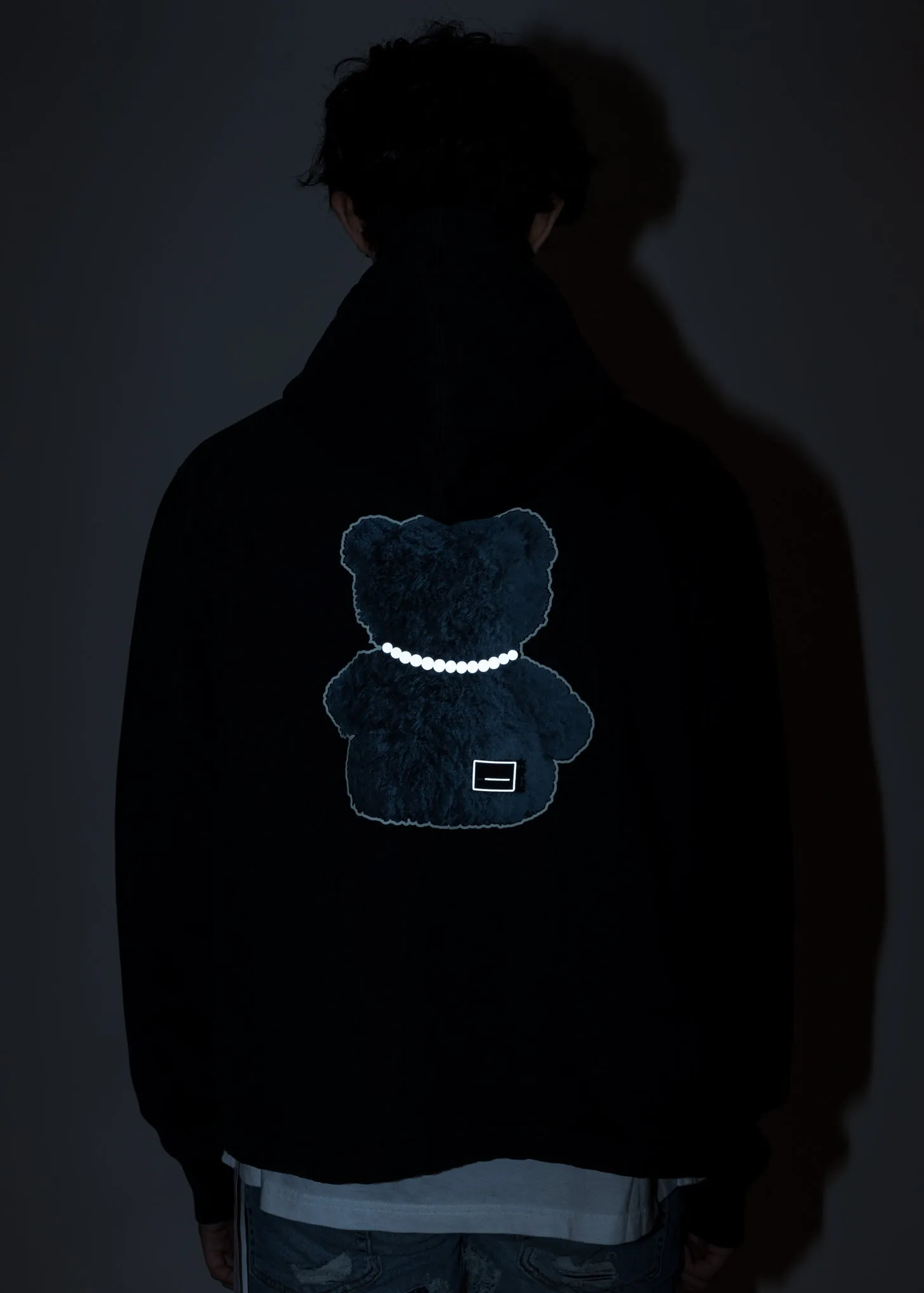 Dark Green Pearl Necklace Teddy Zip-Up Hoodie (Reflect)