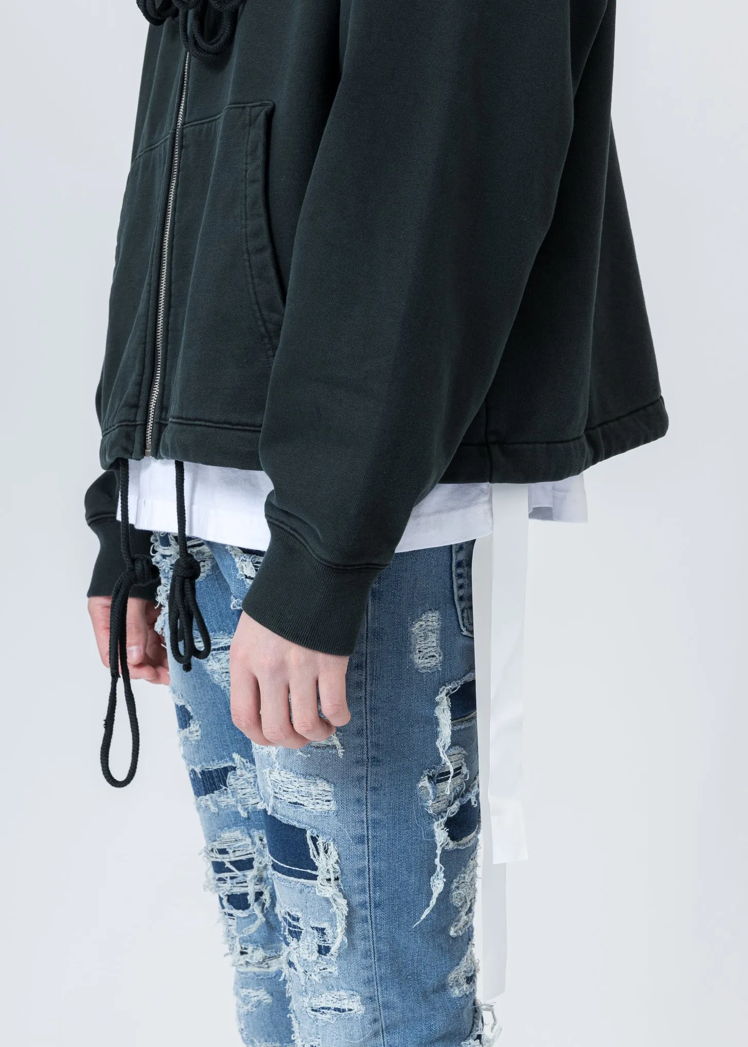 Dark Green Pearl Necklace Teddy Zip-Up Hoodie (Reflect)
