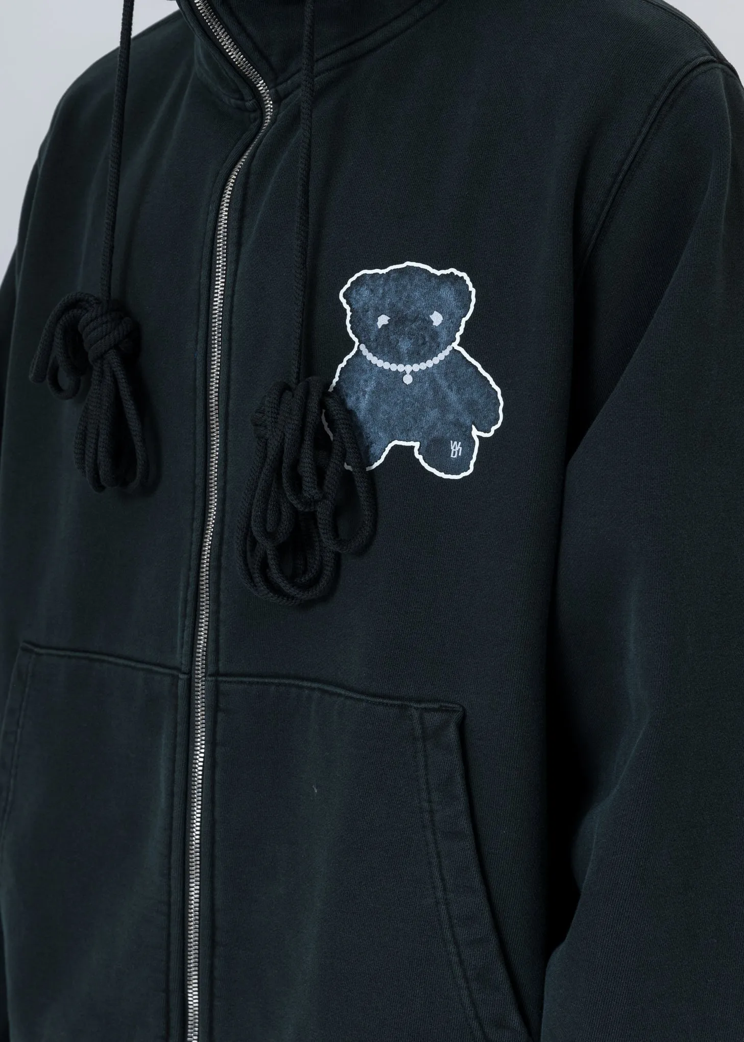 Dark Green Pearl Necklace Teddy Zip-Up Hoodie (Reflect)