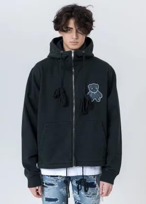 Dark Green Pearl Necklace Teddy Zip-Up Hoodie (Reflect)