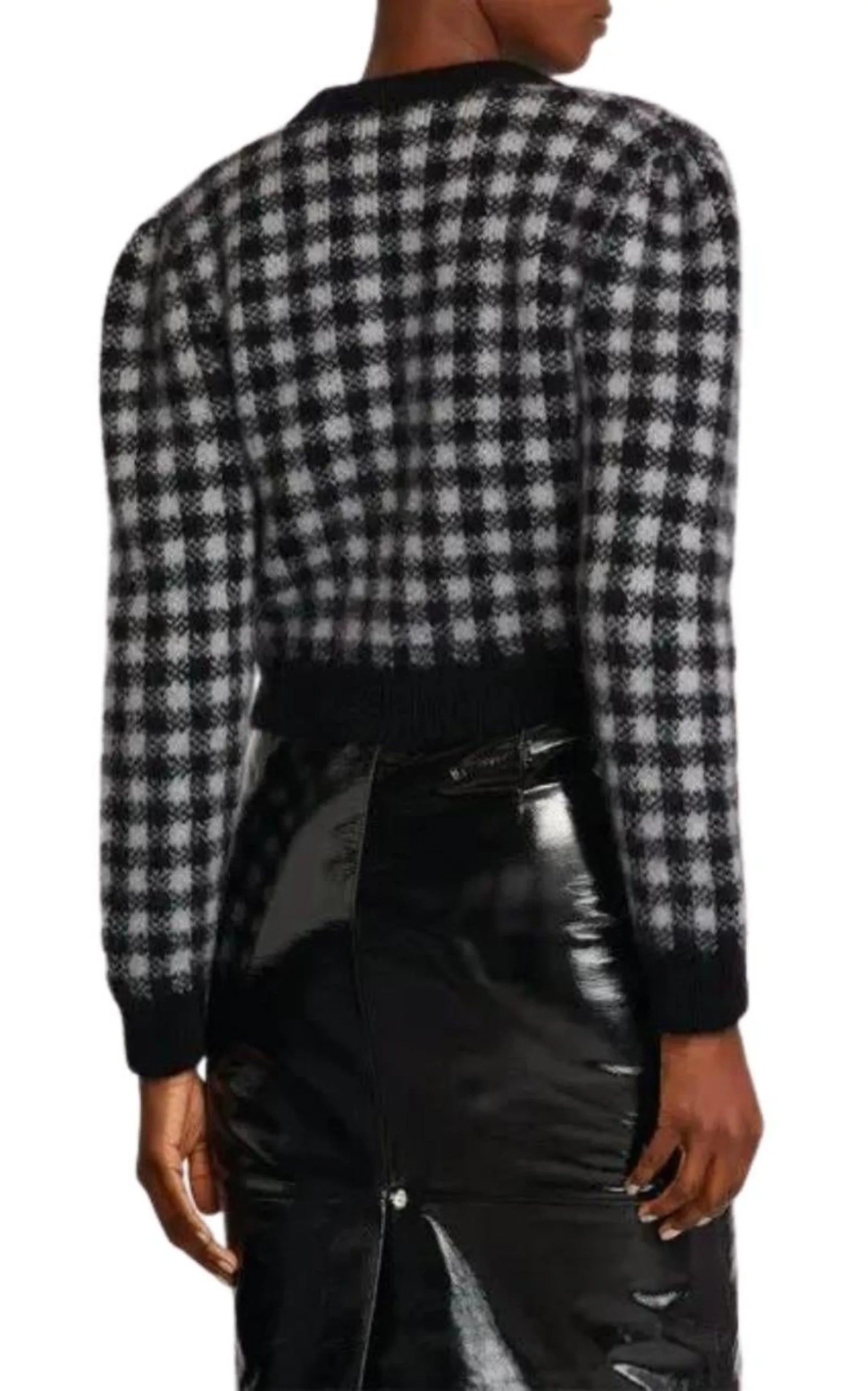 Embellished Check Mohair Cardigan