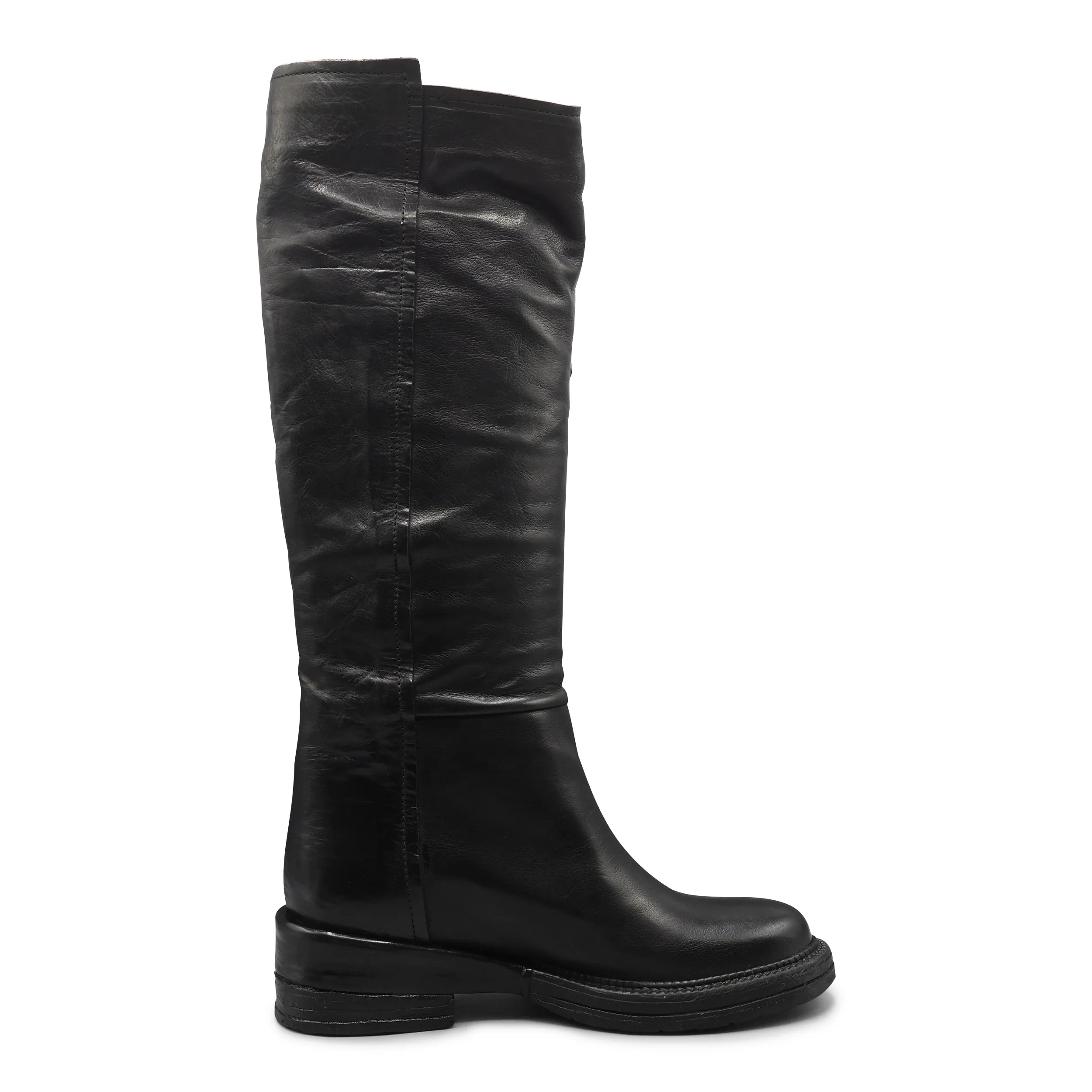 F659K2 - Black Knee High Boot With Studs