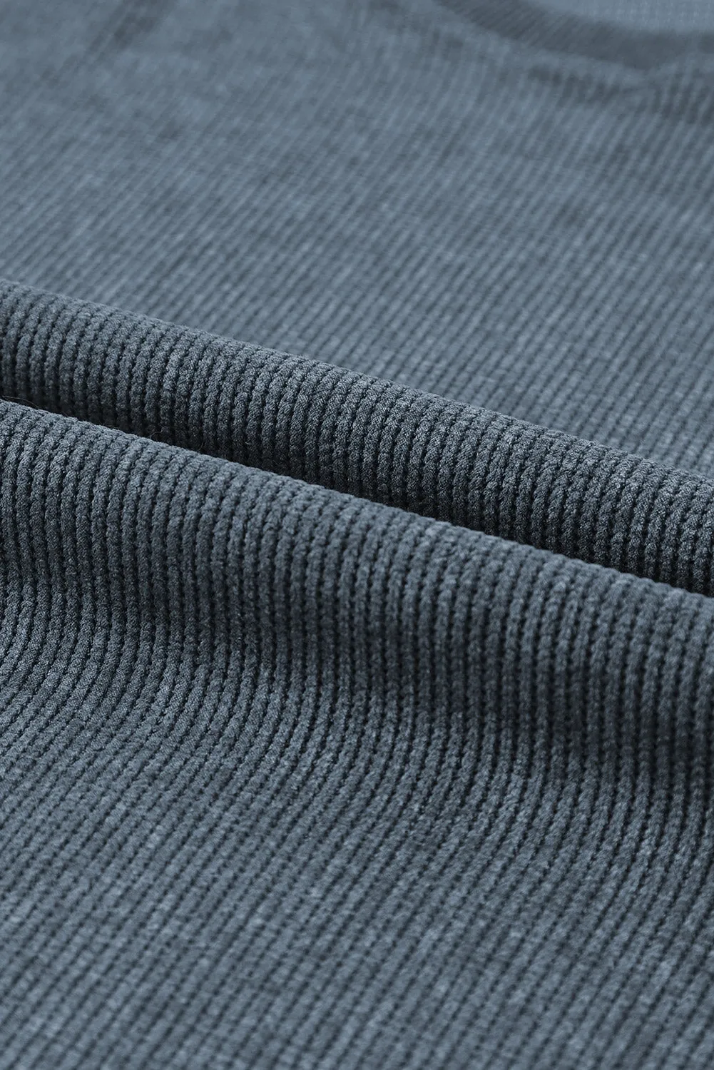 Faith Solid Ribbed Knit Round Neck Pullover Sweatshirt