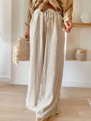 Fashion Striped Drawstring Casual Pants for Women