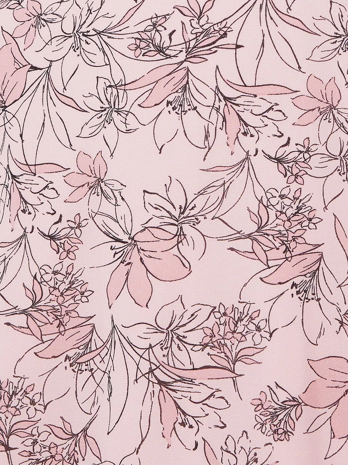 Floral Print V-Neck Dress With Waist Detail