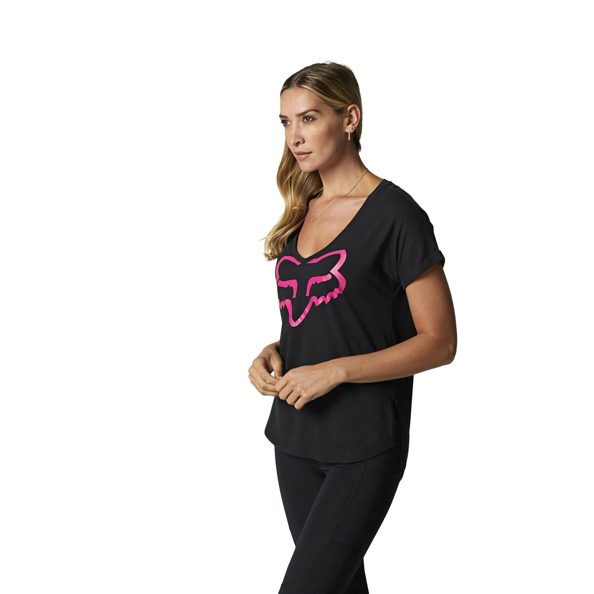 Fox Racing Womens Boundary SS Top T-Shirt Black/Pink