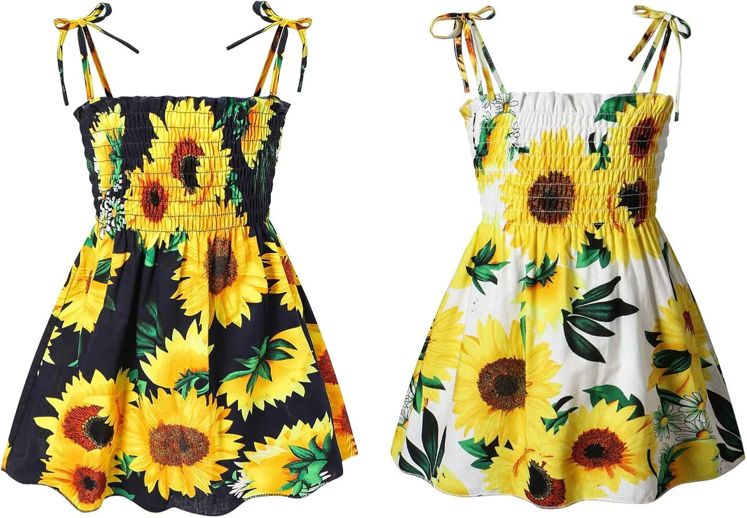 Girl's Ditsy Floral Print Ruffle Hem Cam Dress Spaghetti Strap Rainbow Mini Casual Dresses for Summer