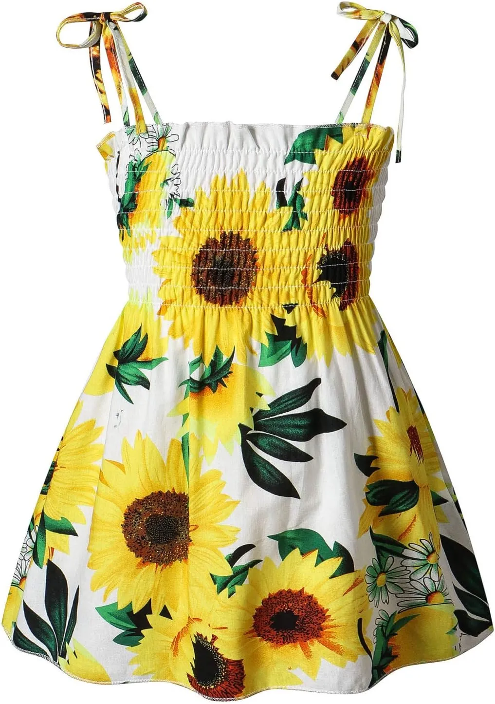 Girl's Ditsy Floral Print Ruffle Hem Cam Dress Spaghetti Strap Rainbow Mini Casual Dresses for Summer