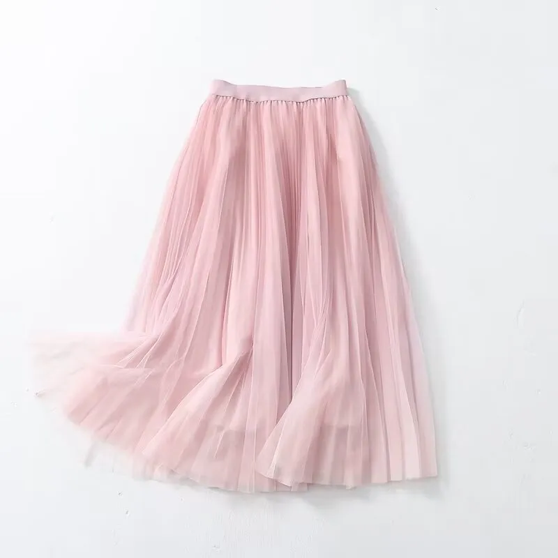 Gradient Color Large Swing Skirt Korean Women Clothing Summer Pastoral Mesh Skirt