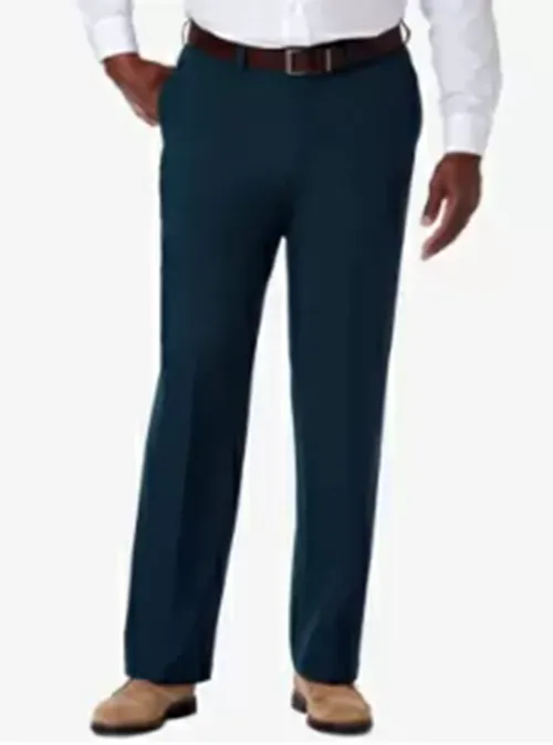 Haggar Mens Classic fit Dress Pants 50 / 32 Navy Blue Solid