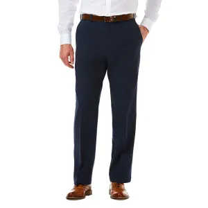 Haggar Mens Classic fit Dress Pants 50 / 32 Navy Blue Solid
