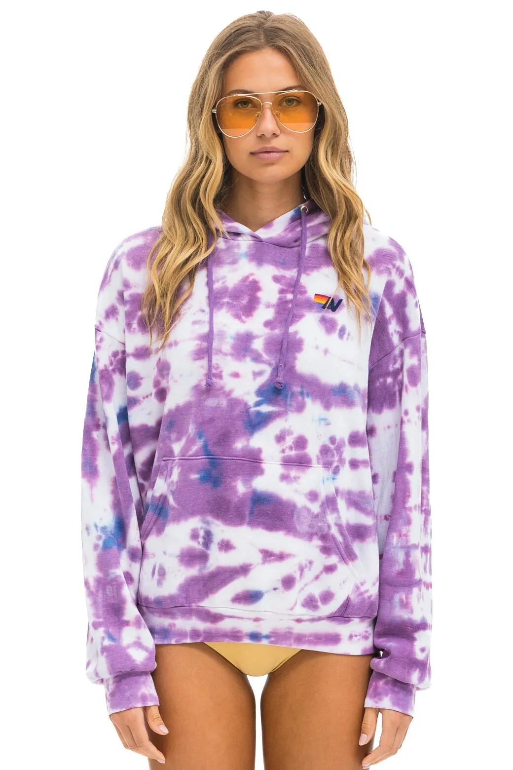 HAND DYED PULLOVER HOODIE RELAXED - TIE DYE MAGENTA