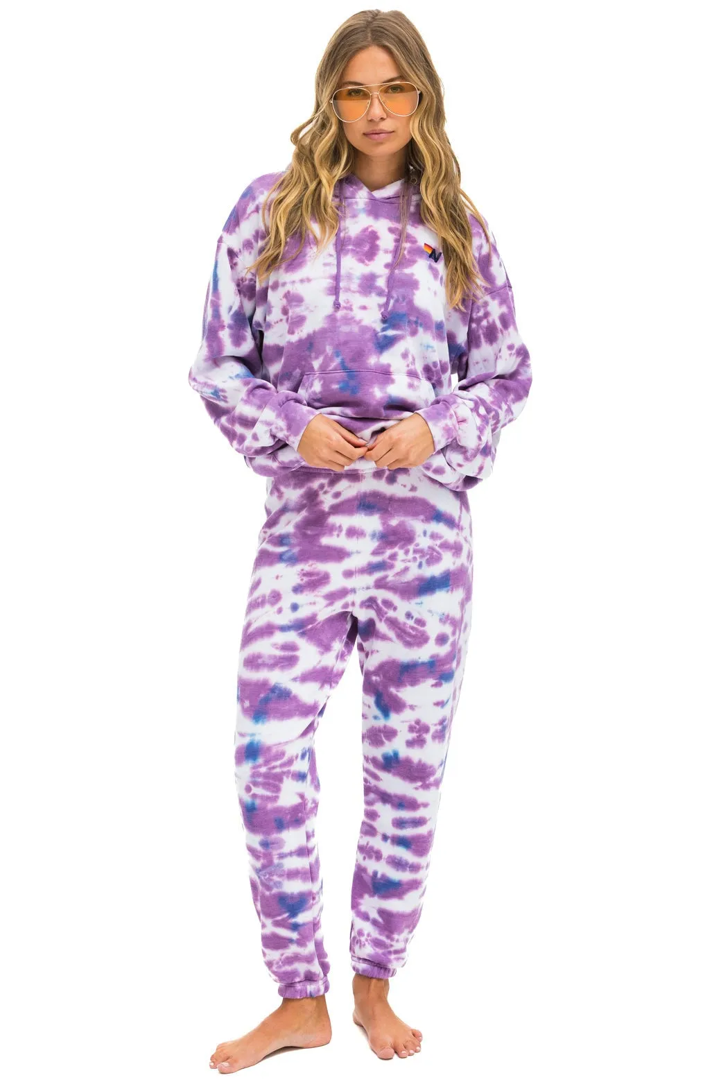 HAND DYED PULLOVER HOODIE RELAXED - TIE DYE MAGENTA