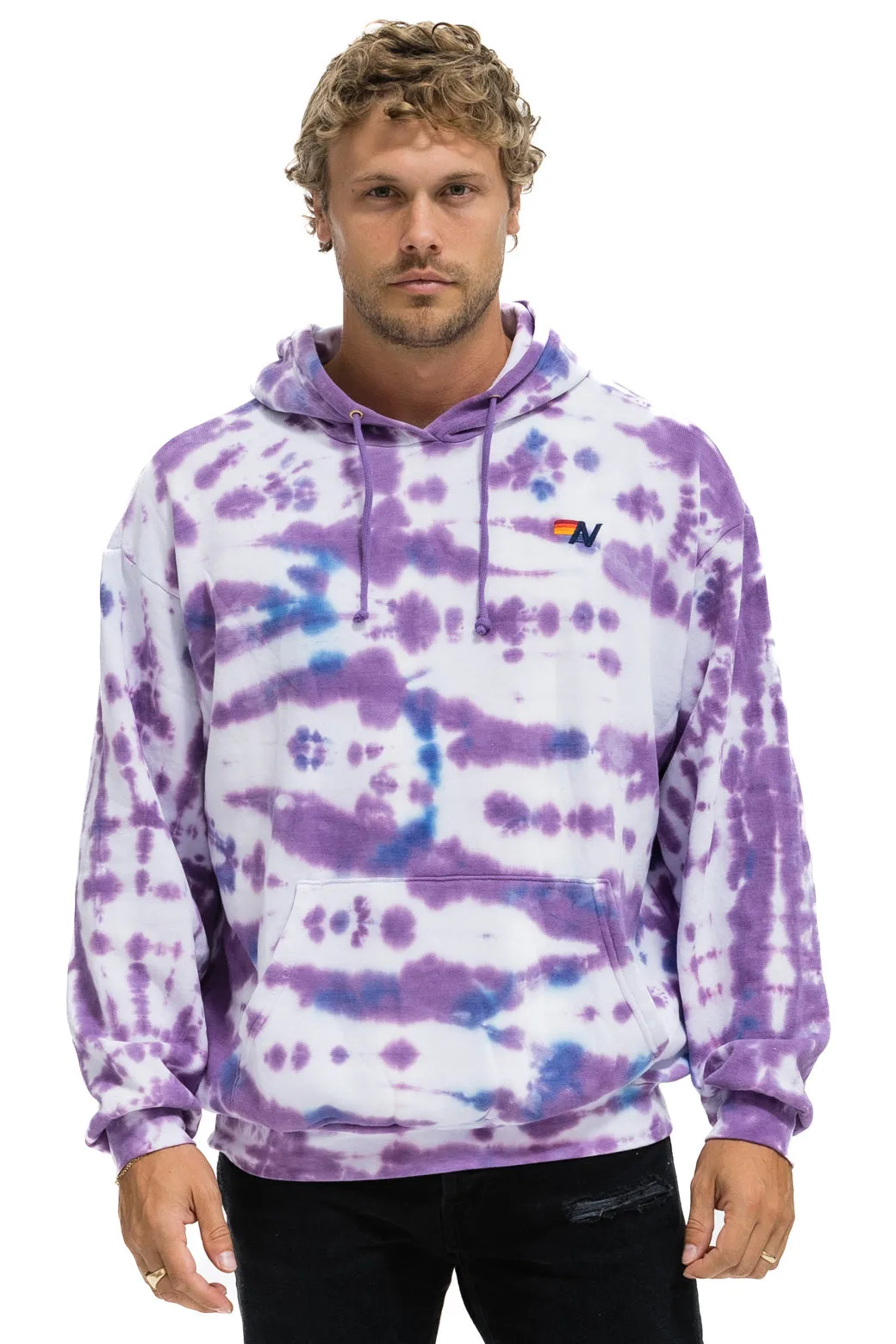 HAND DYED PULLOVER HOODIE RELAXED - TIE DYE MAGENTA