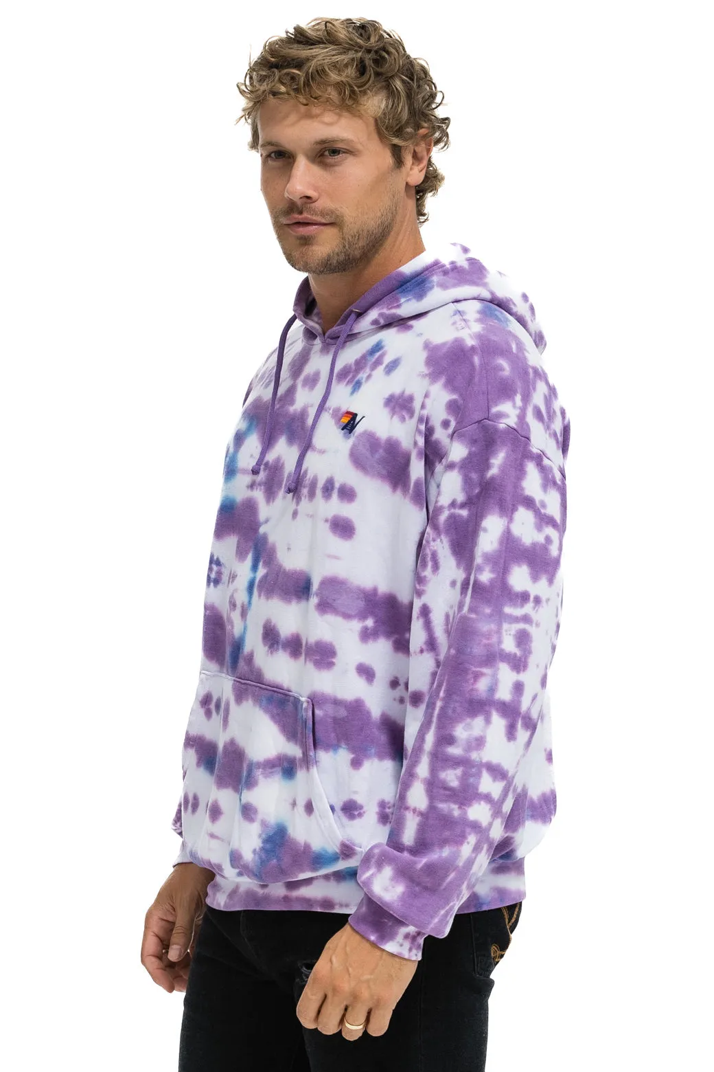 HAND DYED PULLOVER HOODIE RELAXED - TIE DYE MAGENTA