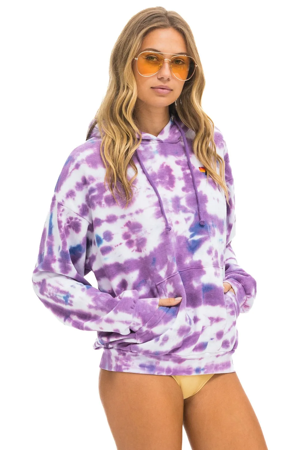 HAND DYED PULLOVER HOODIE RELAXED - TIE DYE MAGENTA