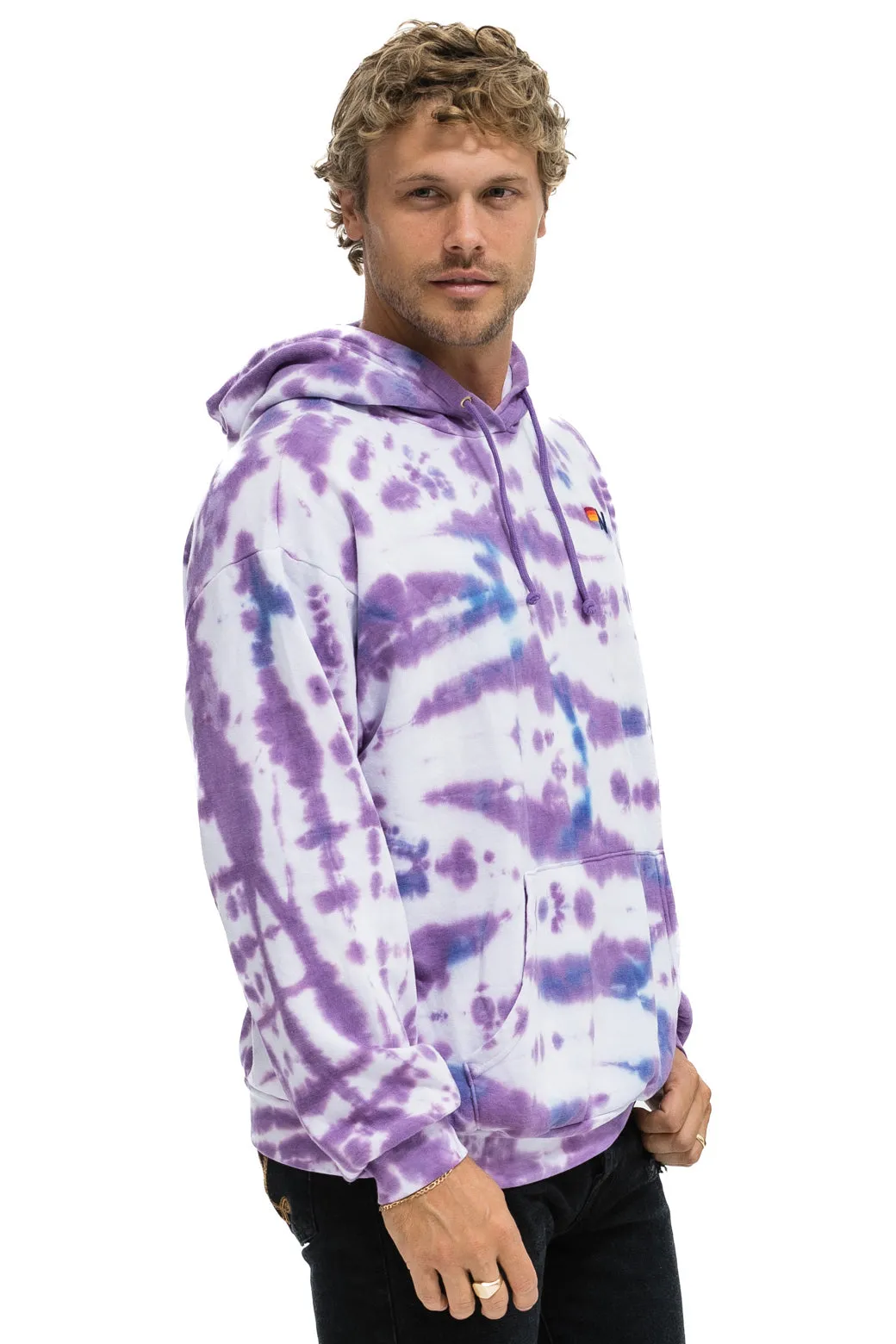 HAND DYED PULLOVER HOODIE RELAXED - TIE DYE MAGENTA
