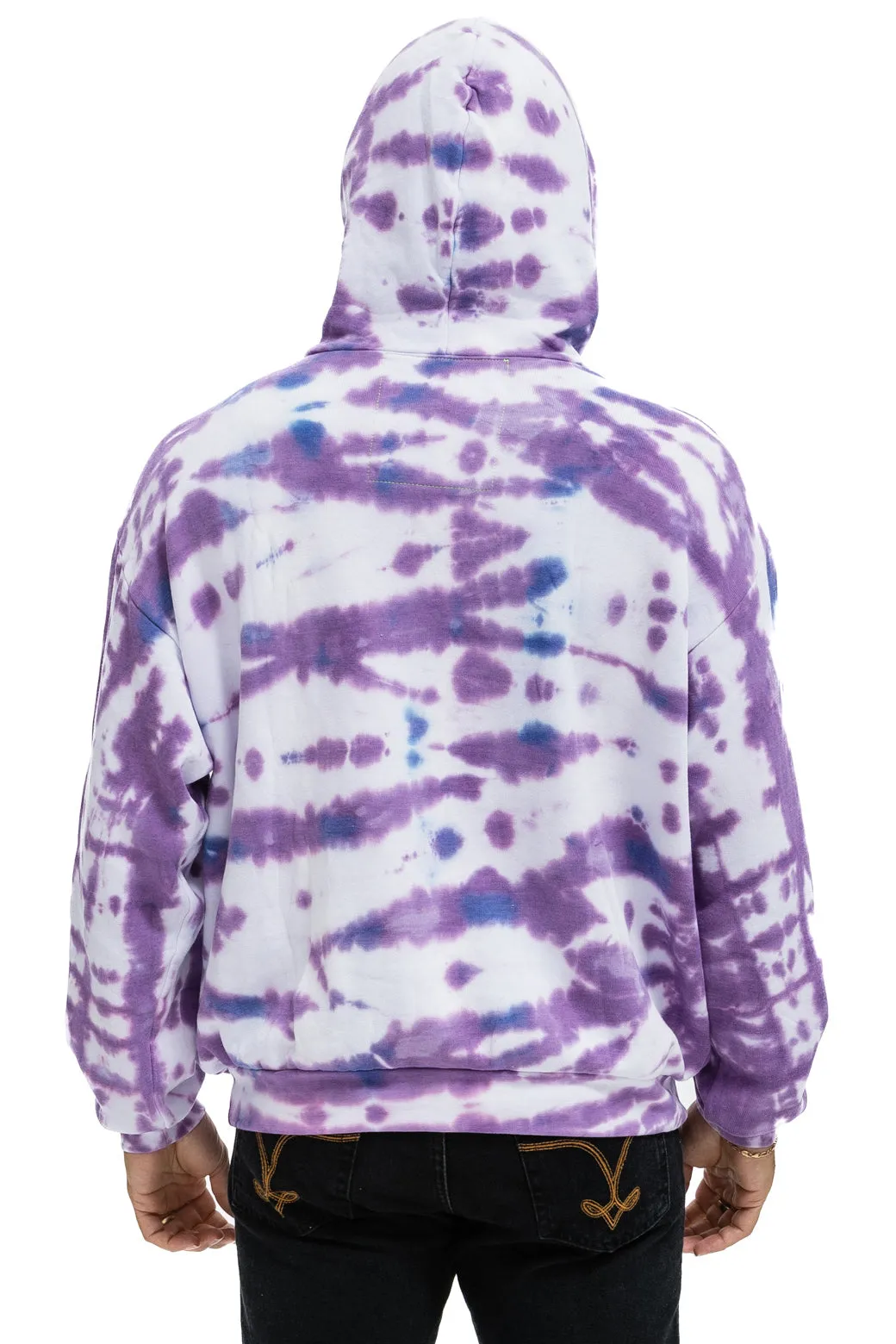 HAND DYED PULLOVER HOODIE RELAXED - TIE DYE MAGENTA