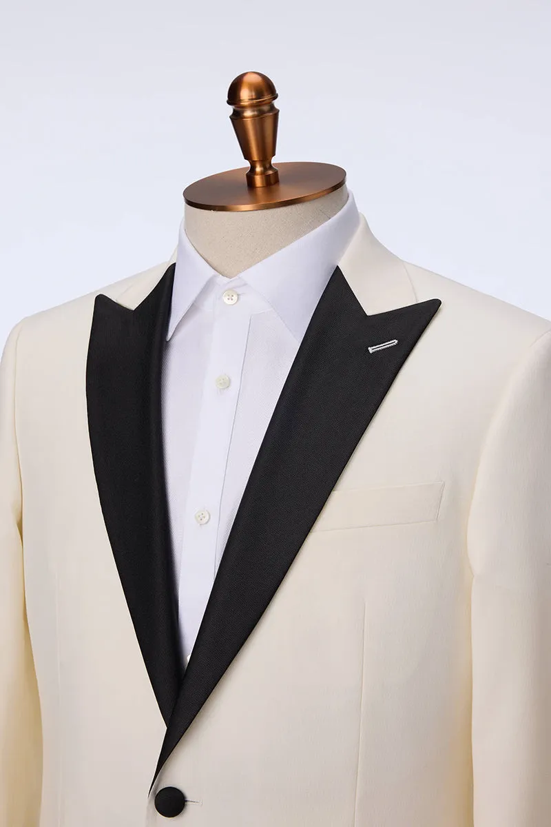 Ivory Tuxedo w/ Black Accents - Super 110s, 100% Wool