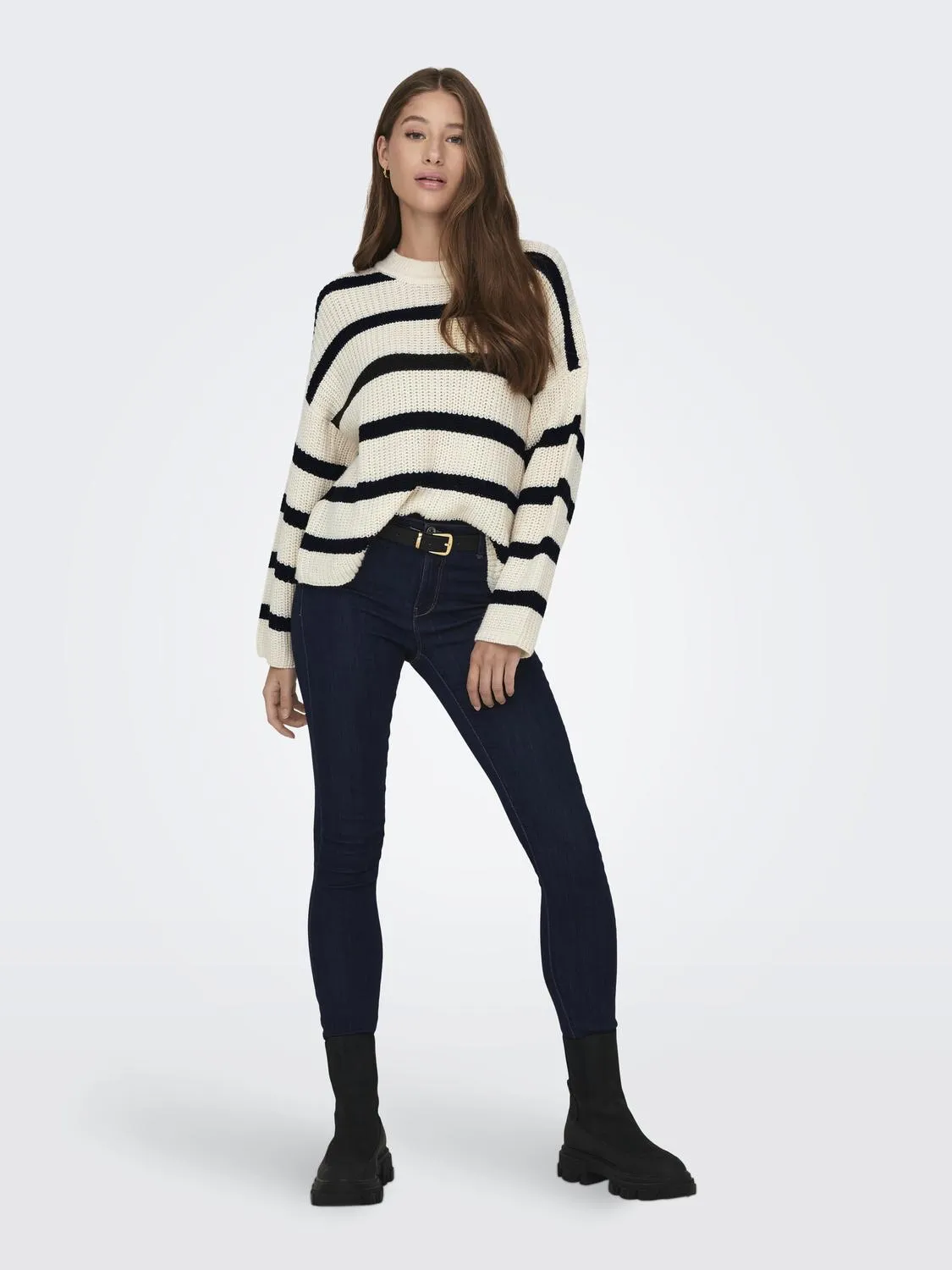 Justy Striped Knit - Eggnog Black